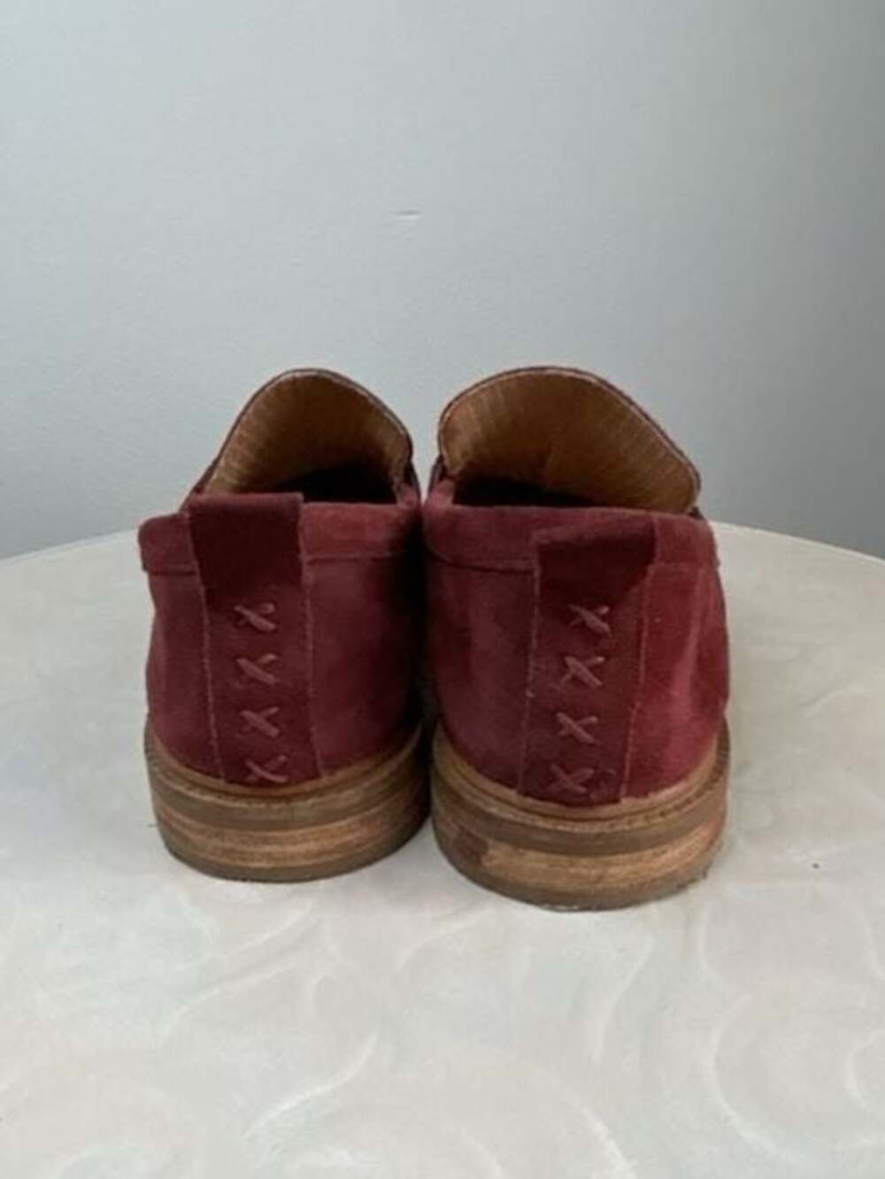 Kelsi Dagger Brooklyn Maroon Suede Penny Loafers Size 7.5 - Picture 6 of 9